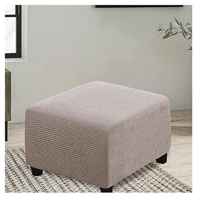 Vierkante Stretch Hoes voor Poef - Wasbare Antislip Voetenbank Hoes met Elastische Bodem - 50x50cm