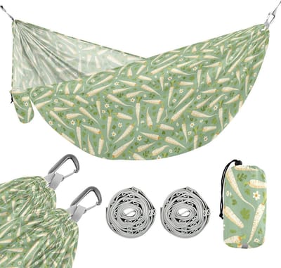 Hangmat Doek - Outdoor Hangmat - Kamperen en Reizen - Met Opbergzak - 114 x 138 cm - Radijs Groen