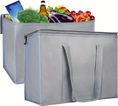Opvouwbare koeltas 30 l XXL grote koelbox isolatietas voor kantoor werk outdoor reizen - grijs - 41 x 23 x 33 cm Koelbox