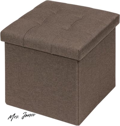 Mrs. Jones Sofa kruk Puff Footstool Speelgoedbox Opvouwbare kruk met opbergruimte bruin 32 x 32 x 32 cm .