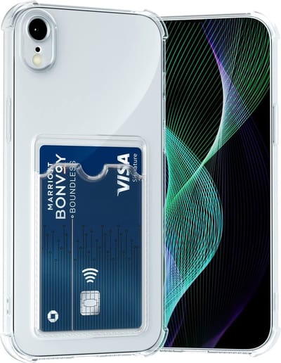 Casemania Hoesje Geschikt voor Apple iPhone XR - Transparant - Anti Shock Back Cover met Kaarthouder