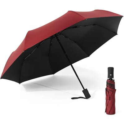 Parapluie à ouverture/fermeture automatique, Compact, pour le soleil et la pluie, parapluie de voyage Portable, résistant au soleil et au vent rouge