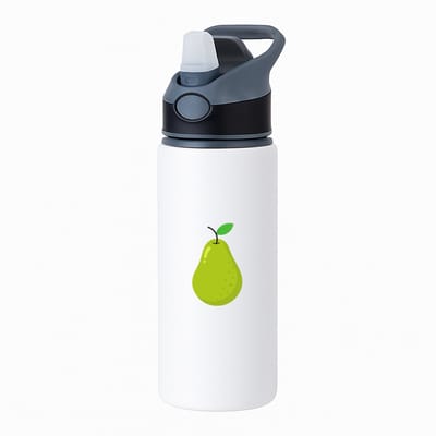 Hacebo® - Peren waterfles met rietje zwart - Fruitschaal - fruit liefhebbers - Peer - vrucht - gezond eten - water fles - 650ML