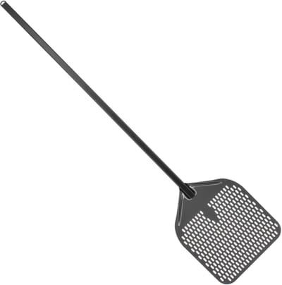 HCB® - Professionele antikleef Pizzaschep - Ø35 cm x 158 cm - Pizza schep van geperforeerd geanodiseerd aluminium - Lichte Pizzaspatel - Draaischep voor pizzaoven en bbq - 1 kg - 2269