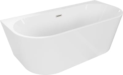 Mexen Oval+ vrijstaand bad tegen wand 170 x 80 , wit, overloop geborsteld nikkel - 52681708000-97