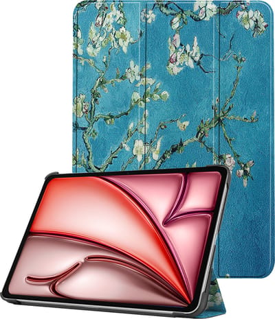 Hoes - Geschikt voor Apple iPad Air (2024/2025/2026) - 11 inch - Dun & Stevig - Trifold Bookcase - Hard Cover - Hardcover Book Case - Tablet Hoesje - Bloesem