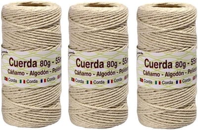 Touw - Pakket van 3x stuks - 55 meter - canvas - huishoud - hobby - bolletje touw - Klussen/Tuin/Huis