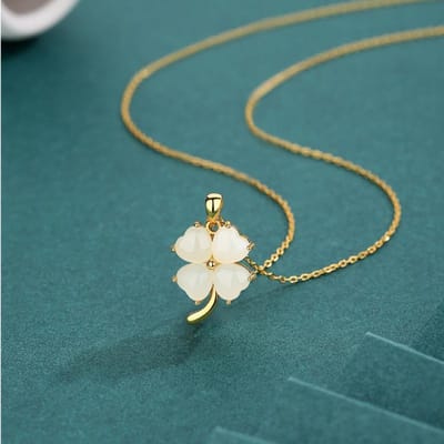 S925 Sterling Zilver Natuurlijke Hetian Jade Meet Lucky Ketting Vrouwen Moederdag Premium Sleutelbeenketting gray