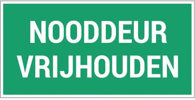 Nooddeur vrijhouden bord | gecoat dibond materiaal | 20 x 10 cm
