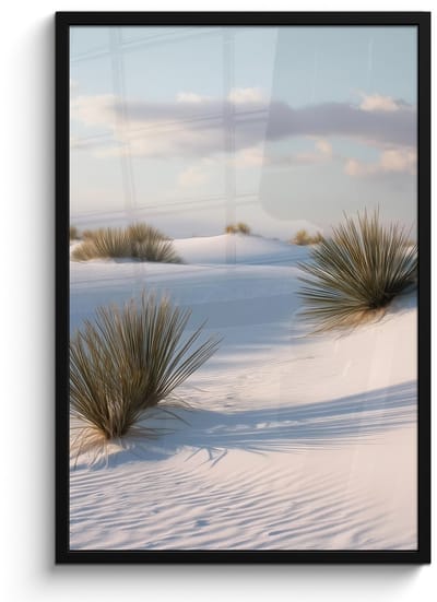 Poster in lijst - Fotolijst 60x90 cm - Posters - Duinen - Gras - Wolken - Beige - Posterlijst zwart - Decoratie - Wanddecoratie woonkamer - Muurdecoratie slaapkamer