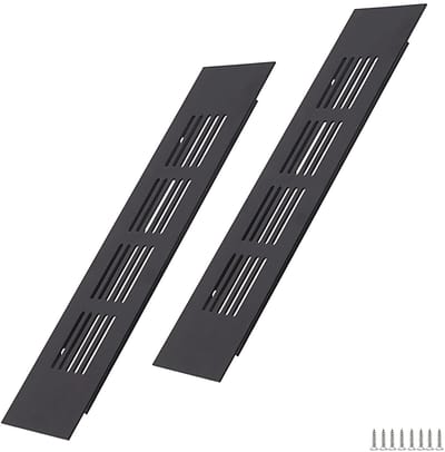 Dailygoods- Ventilatierooster 200x50mm zwart - Aluminium - 2 stuks - Eenvoudige montage - Onderhoudsvriendelijk - Efficiënte ventilatie - Luchtrooster