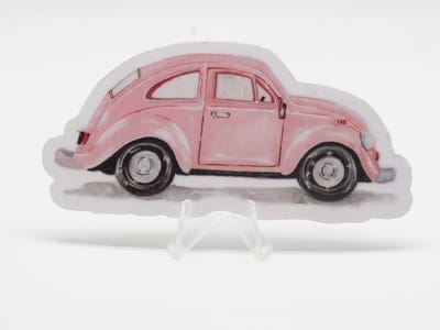 Roze VolksWagen Sticker - Valentijn VolksWagen | Vera's Arts & Dice | Schattige Stickers - Handgemaakte Stickers - Journaling - Bullet Journal - Scrapbooking - Leuke Stickers - Laptop Sticker - Telefoon Sticker