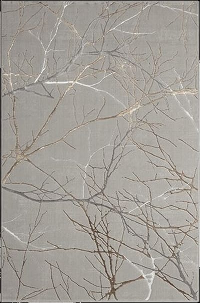 Karpet24 Modern Vloerkleed Creation - Laagpolig Tapijt met Stijlvol Takkenontwerp in Grijs en Crème-80 x 300 cm