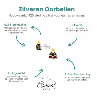 Aramat Jewels | Oorbellen | Zilveren Kerstboom Oorbellen van Aramat Jewels® | | | |8mm | Zilver | Kinderen | Verkleurd niet