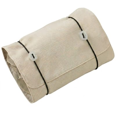 Beige make up tas dames opvouwbare toilettas cosmetica organizer met afneembare vakken grote capaciteit reis toilettas met elastische sluiting