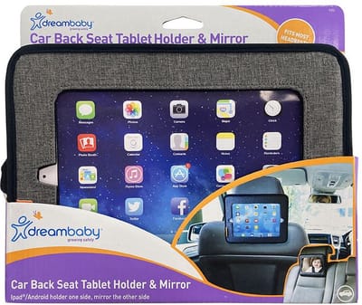 Dreambaby Tablethouder En Spiegel - Car Back Seat Organizer en Tablet Houder - Autospiegel voor Achterbank - Dubbelzijdig en Verstelbaar