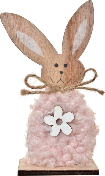 Clayre & Eef Decoratie Beeld Konijn 14 cm Bruin Roze Hout