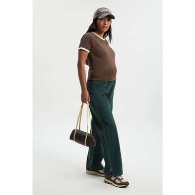 boohoo Dames Zwangerschaps Over The Bump Split Zoom Rechte Pijp Jeans | Vintage Was | Maat: 36