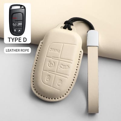 PU Leer Auto Afstandsbediening Sleutelhoes Beschermhoes Voor Jeep Chrysler 300 200 Cherokee Wrangler Compass Renegade Fiat 500X Accessoire