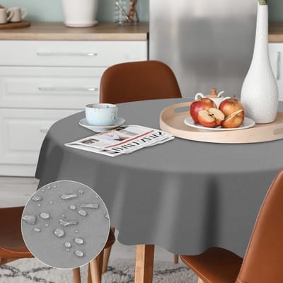 Ronde Tafelkleed van Polyester - Vlekbestendig, Wasbaar en Waterdicht - Perfect voor Keuken, Eetkamer en Tuinfeesten - Grijs - 140 cm
