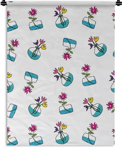 Wandkleed - Wanddoek - Bloemen - Patronen - Lente - 90x120 cm - Wandtapijt