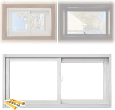 Kelderraam met scherm - Schuifraam Ventilatievenster - Ruimte Verbeteren - 5mm Gehard Glas - 27 x 23 inch - Aluminium