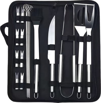 Livano Barbeque Set - Barbecueset - Barbecue - Barbecues - BBQ - Tangenset - Vleeset - Accessoires - Zomer - 18 stuks