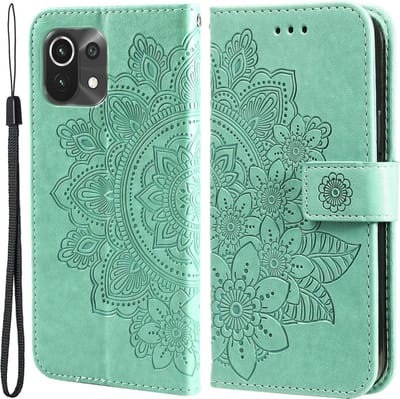 Coverup Hoesje - Geschikt voor Xiaomi Mi 11 Lite (4G, 5G & NE) Hoesje - Coverup Mandala Bloemen Book Case - Groen