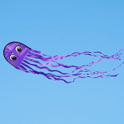 Octopus Draak - Inleglijn Vlieger - Buiten Spelen - Kindvriendelijk Ontwerp - 25x160cm - Paars