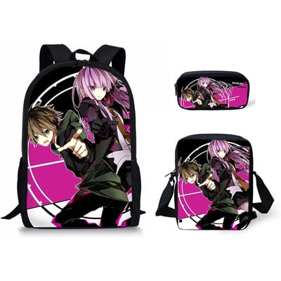 Klassiek Danganronpa Patroon 3D Print 3 stuks/Set leerling Schooltassen Laptop Dagrugzak Rugzak Schuin gedragen schoudertas Etui