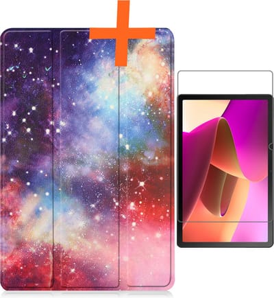Hoesje - Geschikt voor Lenovo Tab M10 (3e / 3rd generatie) - Met Screenprotector - Trifold Bookcase - Hard Cover - Hardcover Book Case - Tablet Hoes - Galaxy