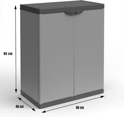 REN® Tuinkast Kunststof - Tuinkast - Tuinkast Kunststof voor Buiten - geschikt voor binnen en buiten - Grijs-Zwart -40cm x 68cm x 85cm