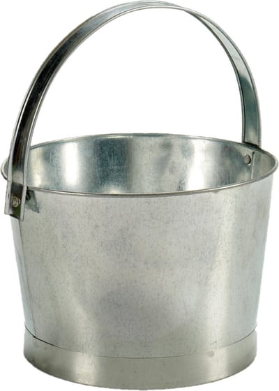 Bloempot/plantenbak zinken mand rond met handvat 27 x 25 x 17 cm