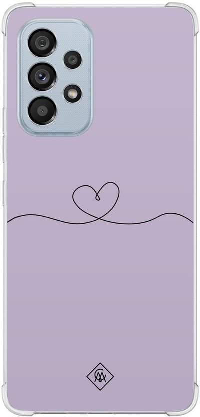 Casimoda® hoesje - Geschikt voor Samsung Galaxy A53 - Hart Lila - Shockproof case - Extra sterk - Siliconen/TPU - Paars, Transparant