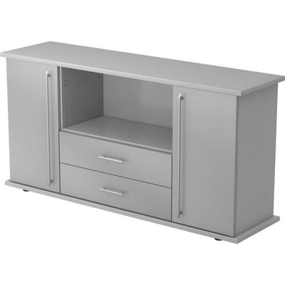 KAPA SB | Dressoir | met deuren + laden - Grijs/Zilver Rail handvat (kunststof)