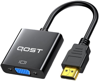 Qost - HDMI naar VGA Adapter - Full HD 1080P – Gold-Plated HDMI / VGA - Male naar Female - Zwart - Compatibel met Computer / Desktop / Laptop / PC / Monitor / Projector