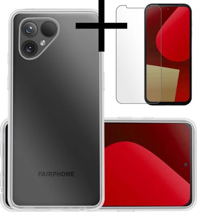 Hoesje - Met Screenprotector - Geschikt voor Fairphone 5 - Sterk & Shockproof - Back Cover - Siliconen Case - Telefoon Hoes - Transparant