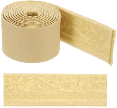 Ronte - Zelfklevende 3D-wandranden van flexibele folie in goudkleur - 250 x 3,1 cm - Sierlijke decoratie voor spiegels, muren en kasten