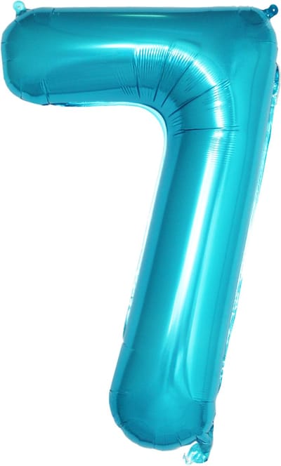 Folie Ballon Cijfer 7 Jaar Cijferballon Feest Versiering Folieballon Verjaardag Versiering Blauw XL 86Cm Met Rietje