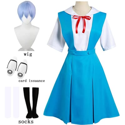 Rei Ayanami Cosplay Costume Asuka Langley Soryu Cosplay Fille Femmes Uniforme Scolaire Robes Perruque Pinces À Cheveux Halloween Loli Vêtements S