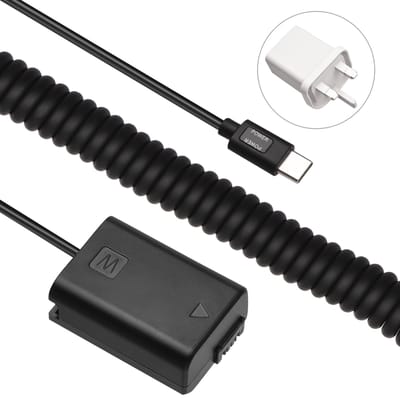 Andoer Type-C NP-FW50 Dummy Batterij DC Koppelstuk 20W PD Adapter Vervanging voor Sony A7S2 A7S A7 II R UK Plug zwart