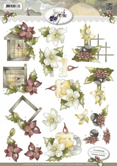 Kerstbloemen Wonderful Christmas 3D-Knipvel Precious Marieke 1 stuks