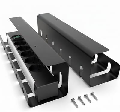 Famanu – Kabelgoot voor bureau set van 2 kabelhouders voor onder bureau kabelbeheer zwart