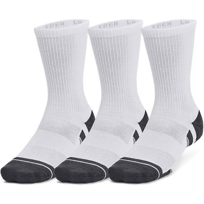 Under Armour UA Performance Tech 3pk Crew-WHT Unisex Sportsokken - Wit - Jet Grijs