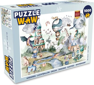 Puzzel Kinderen - Luchtballon - Draak - Jongens - Kasteel - Waterverf - Legpuzzel - Puzzel 1000 stukjes volwassenen