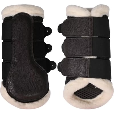 Gesloten peesbeschermers voor paard met bont HKM Comfort Premium Mesh