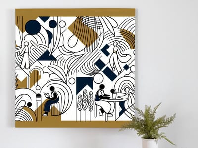 Line art dikke dames schilderij | Kleurrijke curves: een ode aan de ronde vrouwelijke vormen | Kunst - 100x100 centimeter op Canvas | Foto op Canvas