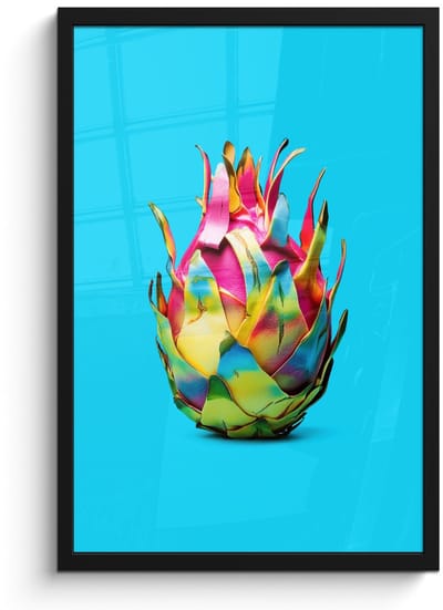 Poster in lijst - Fotolijst 40x60 cm - Posters - Drakenfruit - Blauw - Levendig - Posterlijst zwart - Decoratie - Wanddecoratie woonkamer - Muurdecoratie slaapkamer
