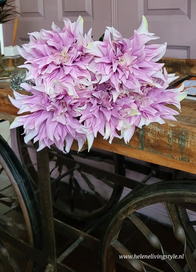 HomeBound by KY |Kolony Kunstbloem dahlia roze | 79cm | kunsttak luxe kunstbloemen zijdenbloem