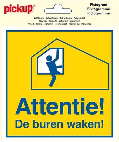 Pickup Pictogram 15x15 cm - Attentie De buren waken